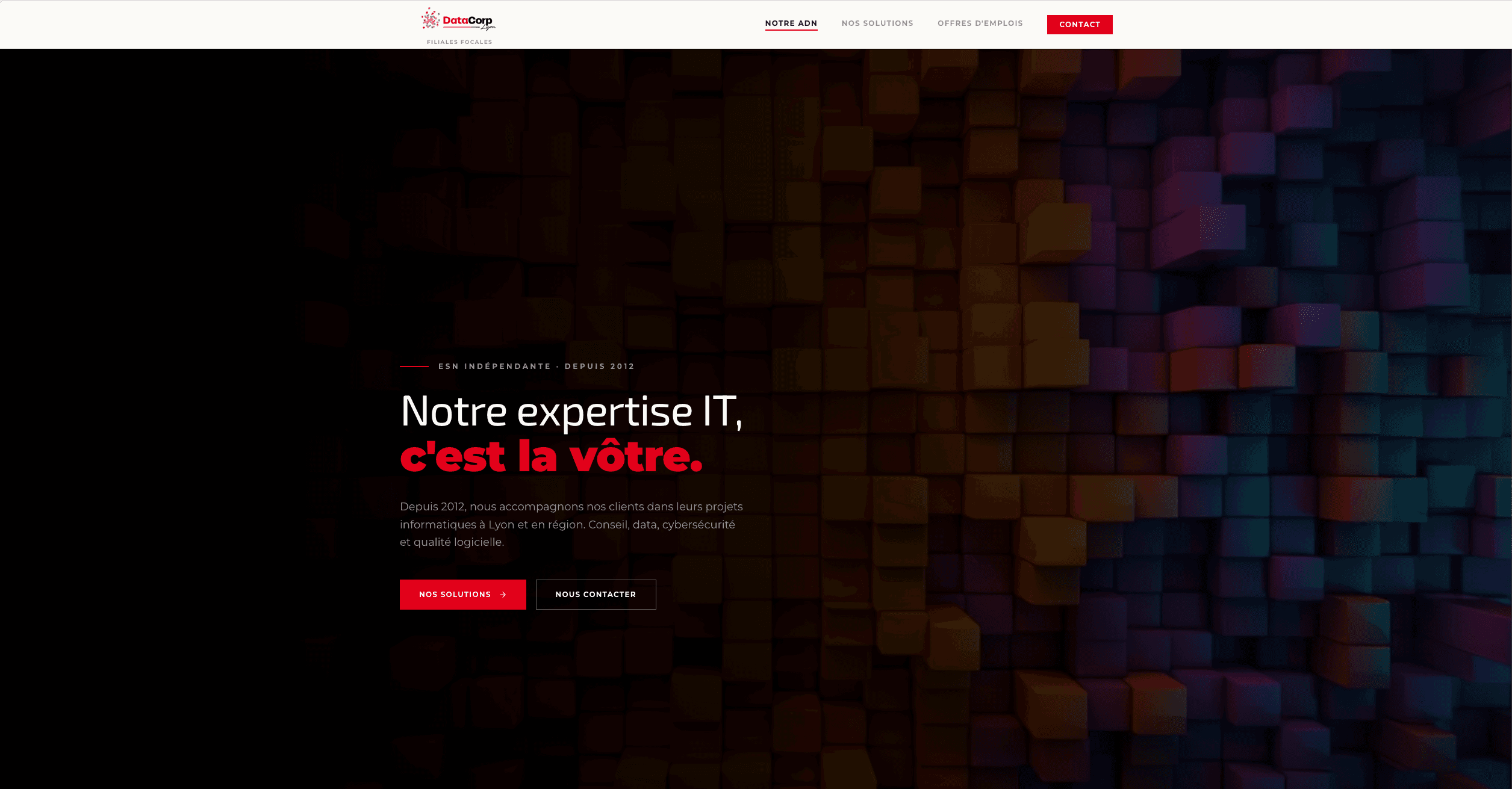 DataCorp - Site vitrine ESN conseil IT, data et cybersécurité développé par KODY Lyon