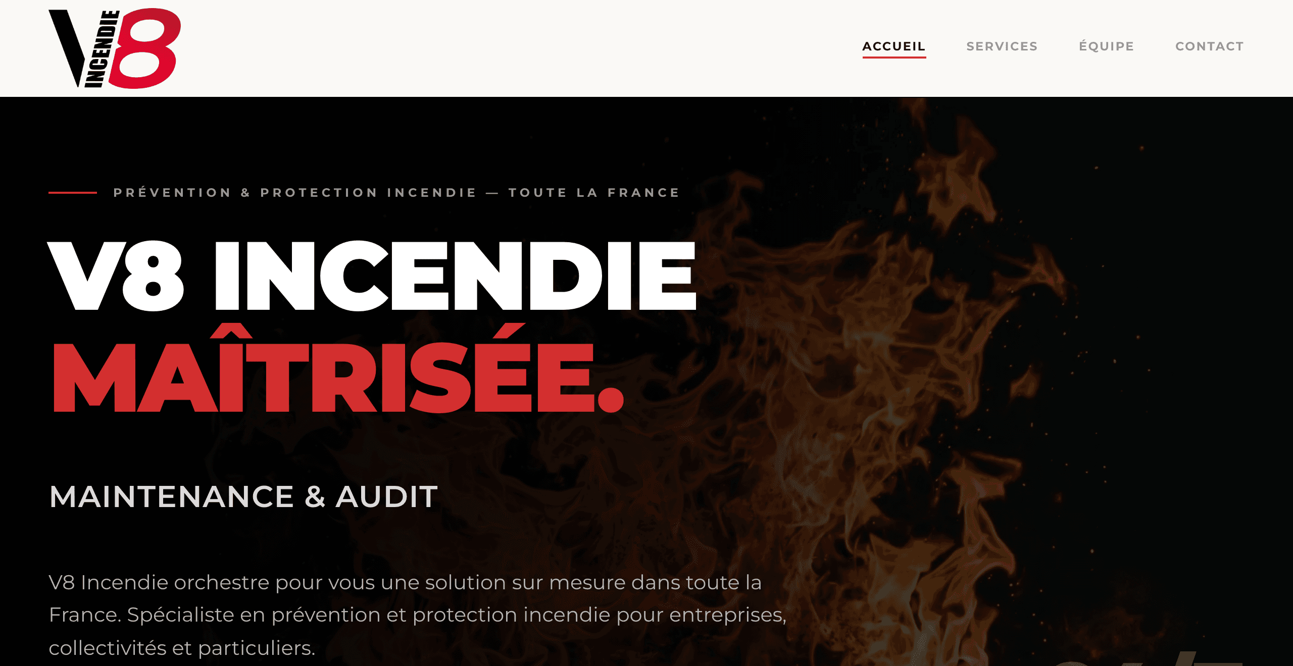 V8 Incendie - Site de sécurité incendie à Limonest développé par KODY Lyon